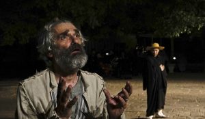 Photos of actors in a stage production of Merchant of Venice